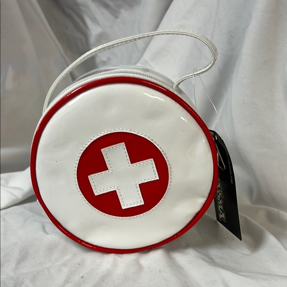 Funtasma/Pleaser White and Red Medic Clutch Bag - Picture 1 of 3